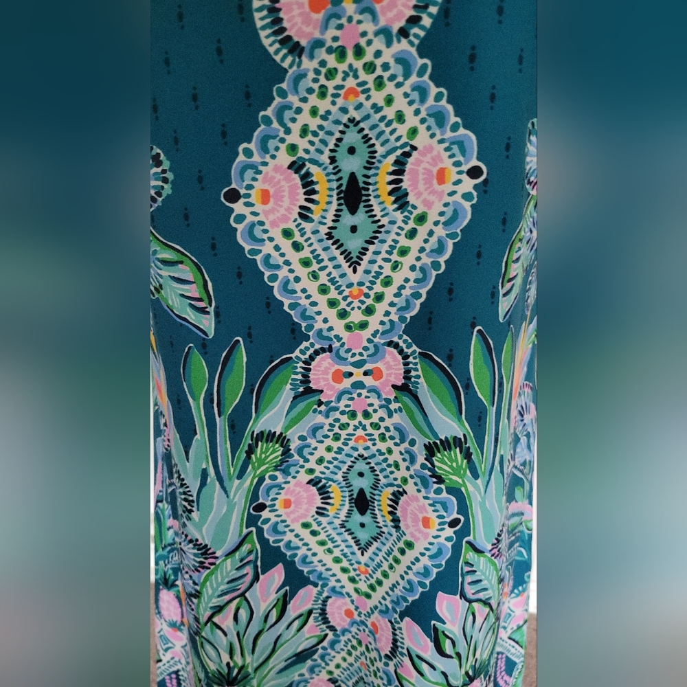 Lilly Pullitzer Brandi Valencia Teal Rain Florist Shift Dress Sz 6 - Picture 12 of 16